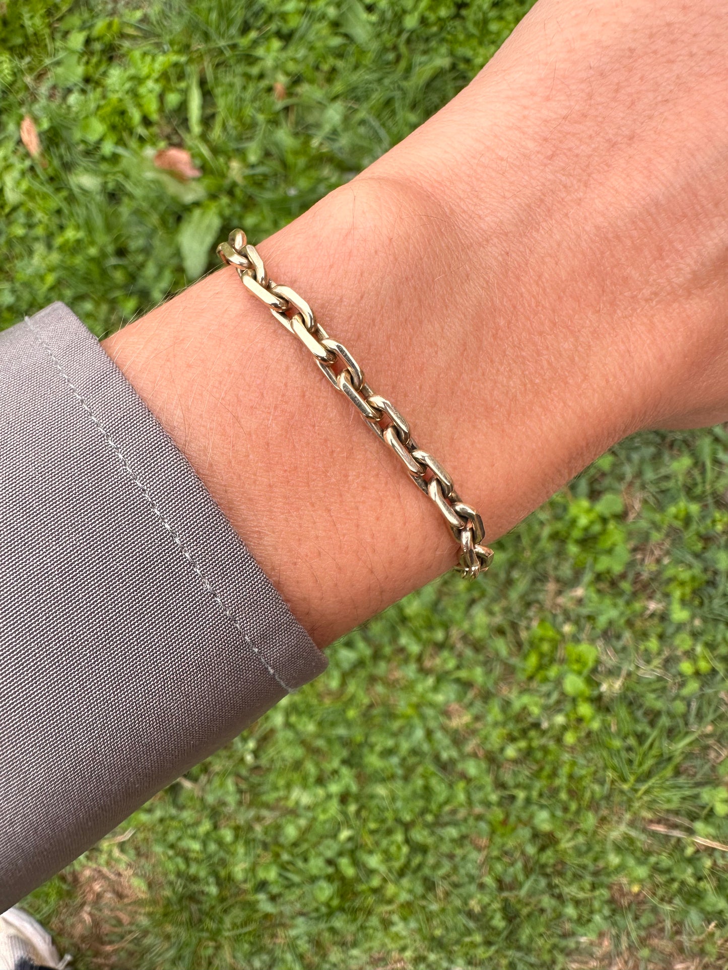 VINTAGE 14CT BIKER BRACELET WITH BOX CLASP