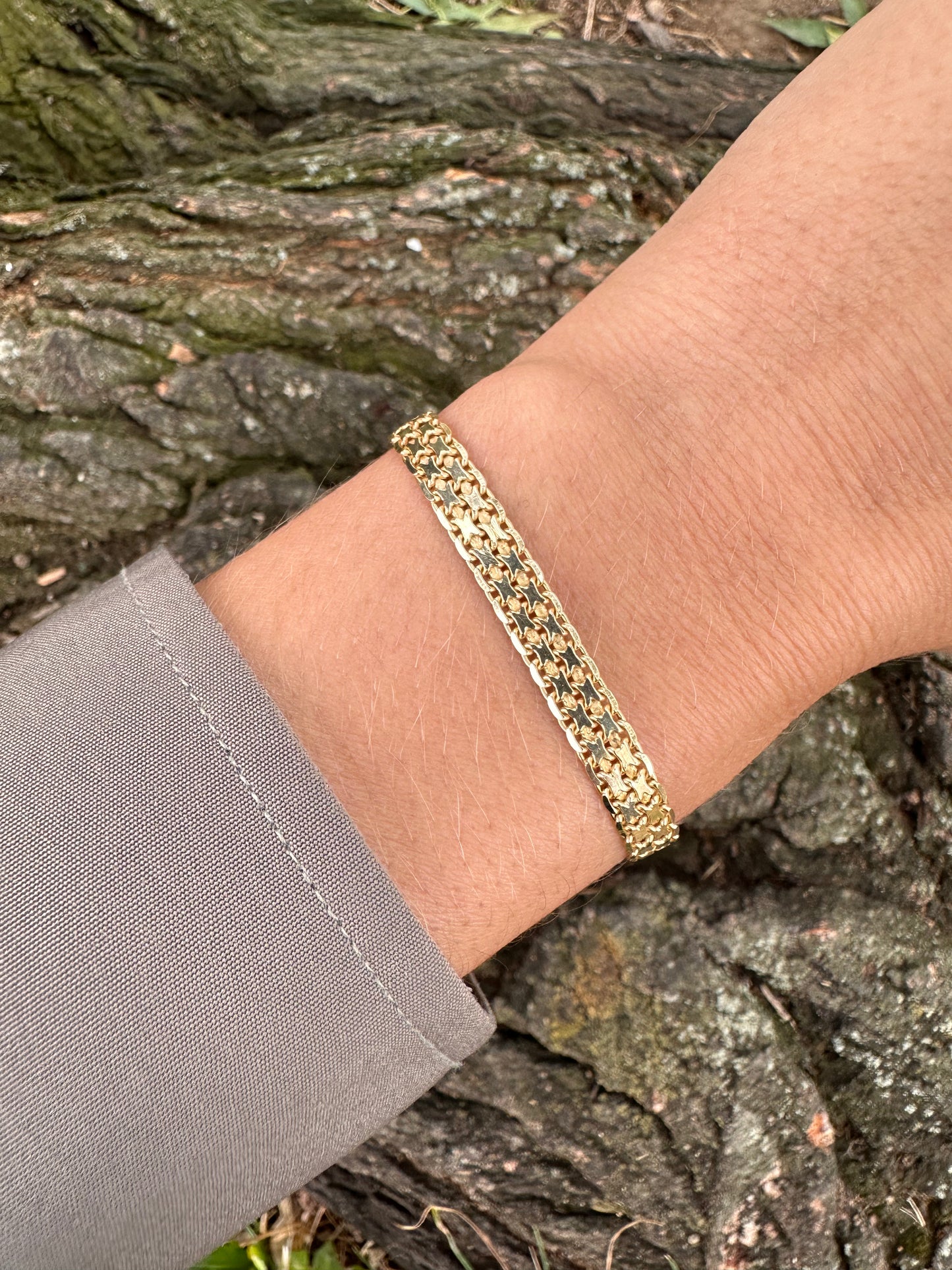 VINTAGE 14CT FANCY STAR LINK BRACELET