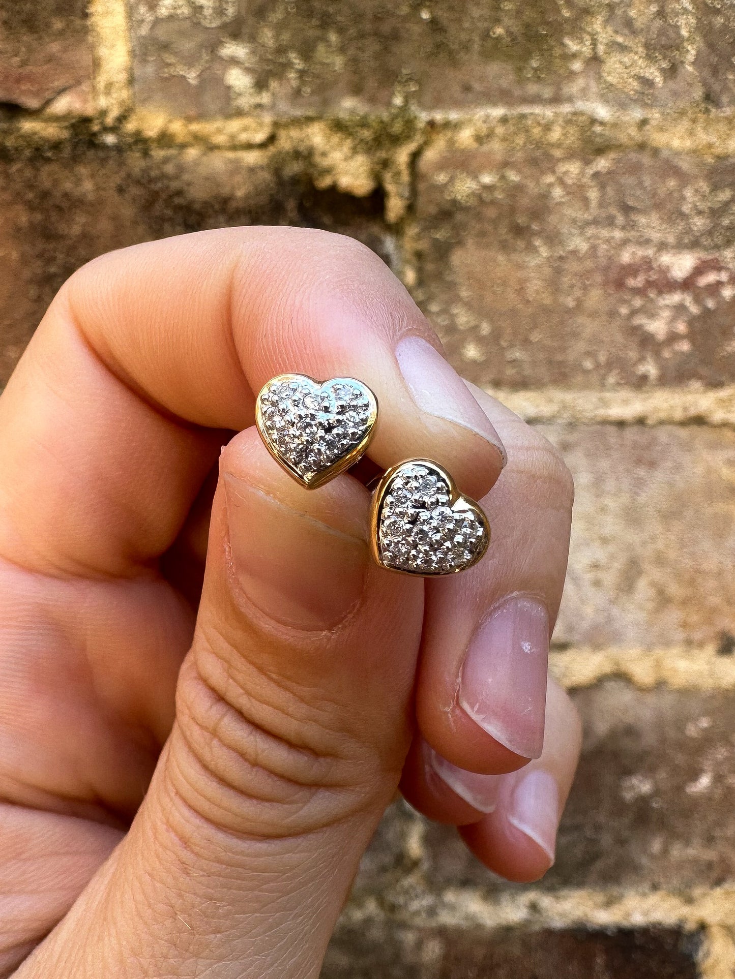 ESTATE 18CT TWO-TONE GOLD & DIAMOND PAVE EARRINGS
