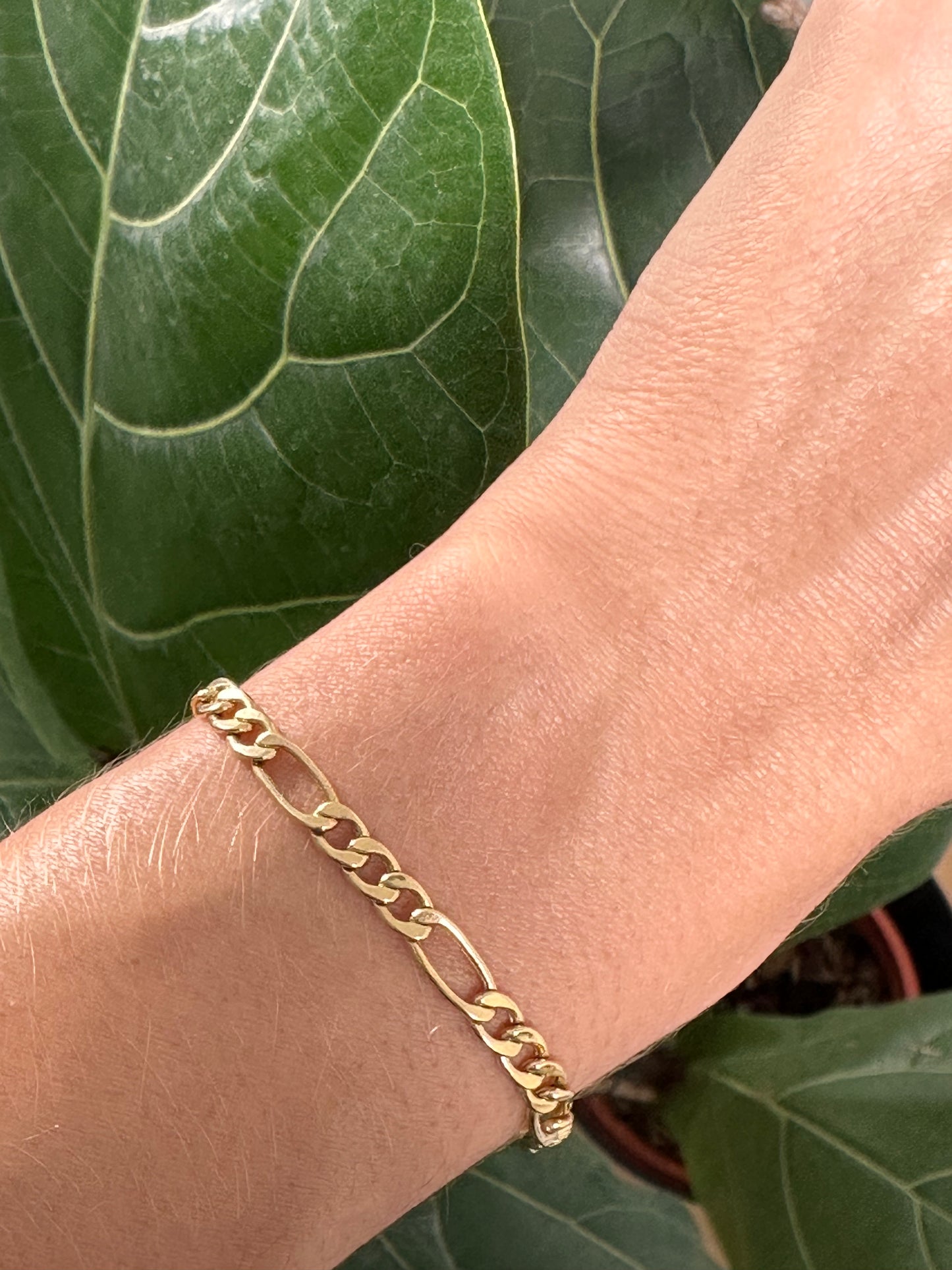 VINTAGE 14CT CLASSIC FIGARO LINK BRACELET