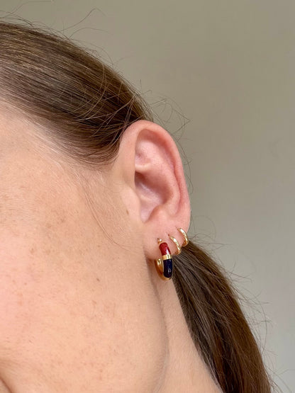 ESTATE ITALIAN 18CT GOLD AND ENAMEL EARRINGS