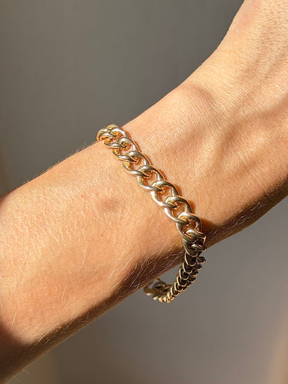 ESTATE 10CT GOLD DIAMOND CUBAN LINK BRACELET