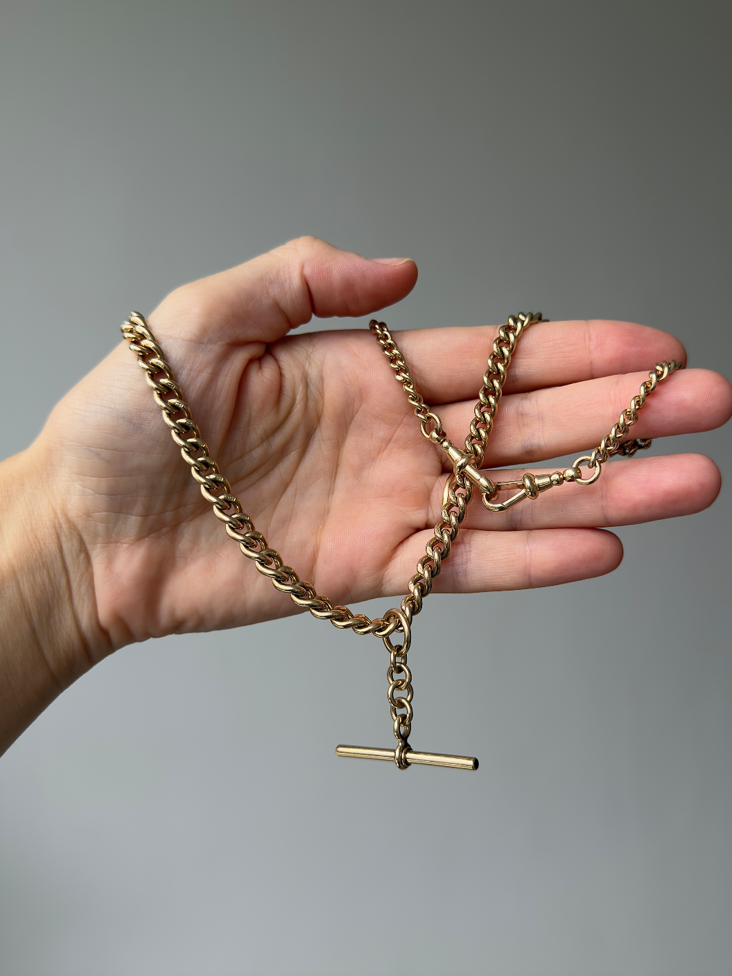 HEAVY 9CT YELLOW GOLD ALBERT CHAIN