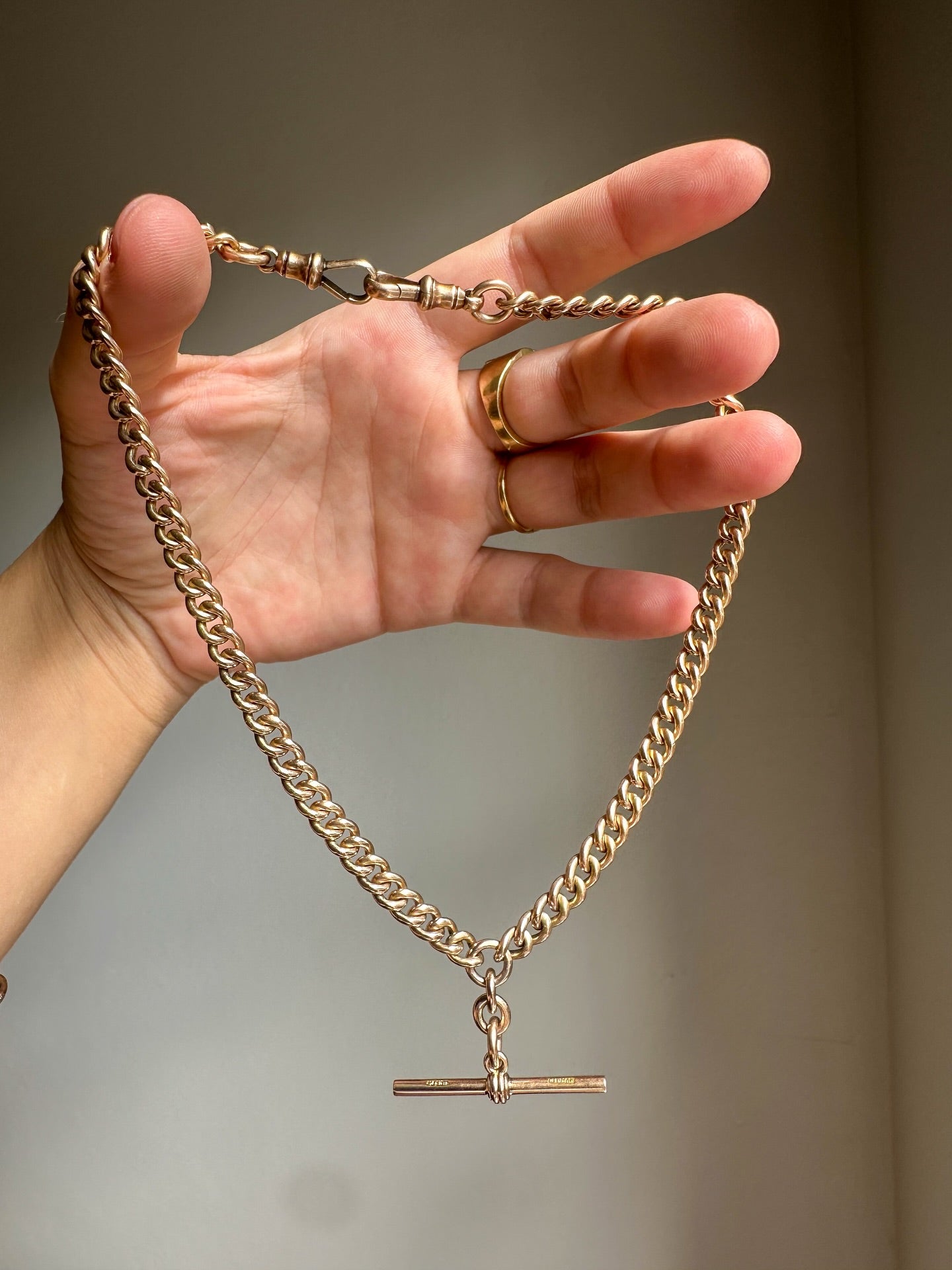 VINTAGE HEAVY 9CT GOLD ALBERT CHAIN