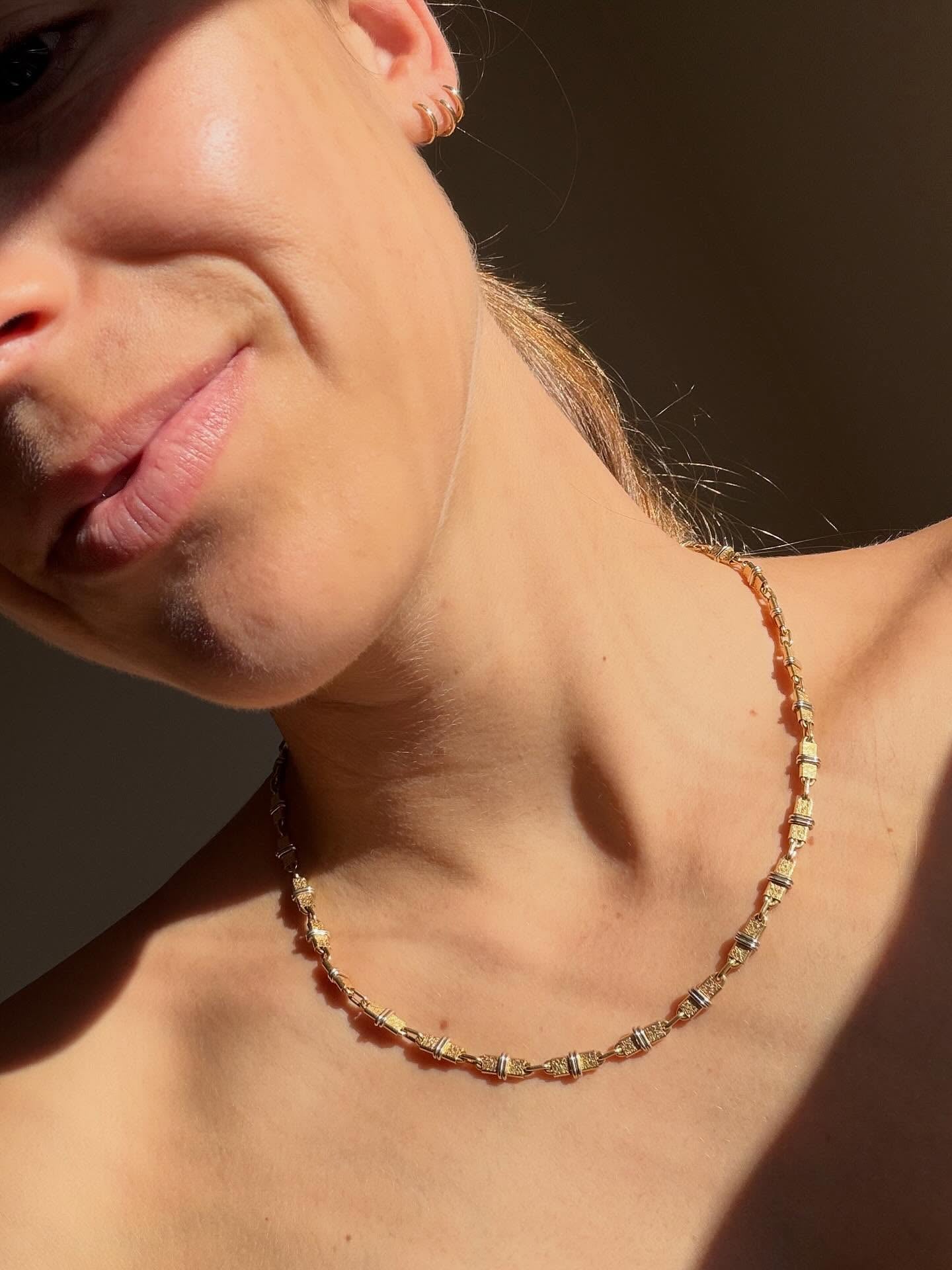 VINTAGE 18CT RARE ITALIAN FANCY LINK NECKLACE