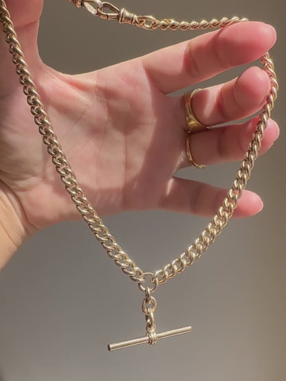 VINTAGE HEAVY 9CT GOLD ALBERT CHAIN