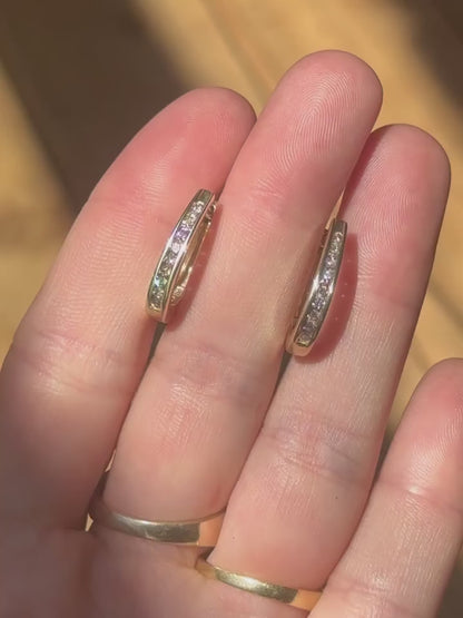 ESTATE 9CT GOLD AND DIAMOND DROP EARRINGS