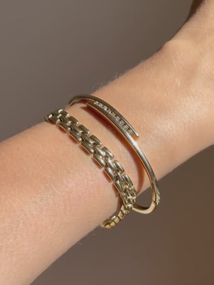 ESTATE 9CT GOLD AND DIAMOND BANGLE