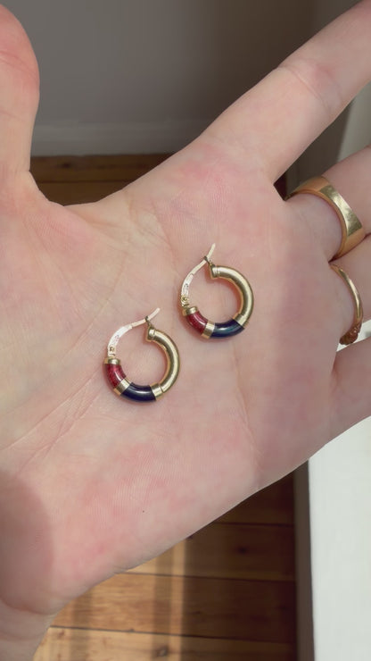 ESTATE ITALIAN 18CT GOLD AND ENAMEL EARRINGS