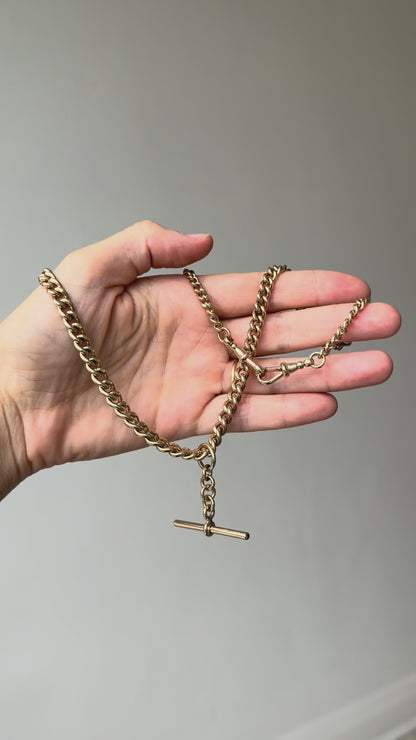 HEAVY 9CT YELLOW GOLD ALBERT CHAIN