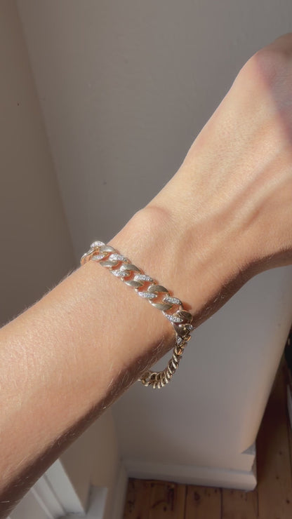 ESTATE 10CT GOLD DIAMOND CUBAN LINK BRACELET
