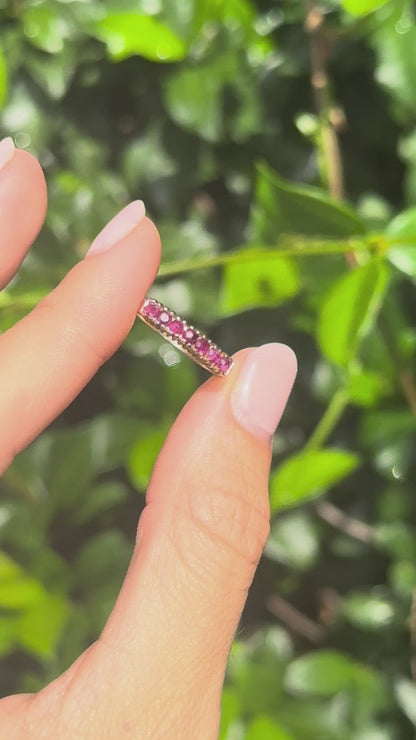 VINTAGE 14CT GOLD RUBY HALF ETERNITY BAND